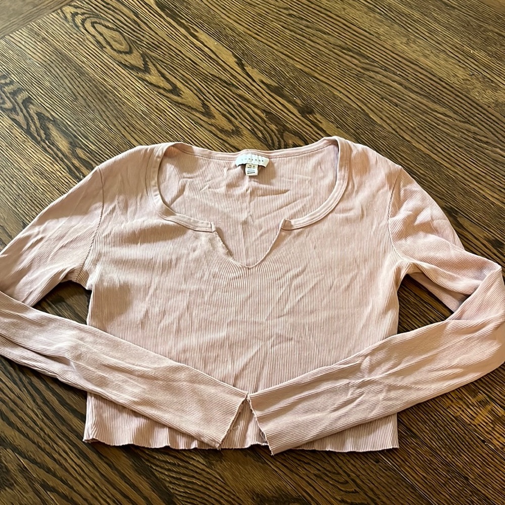 Top Shop 100% Cotton Long Sleeve Crop Top